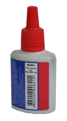 Фарба штемпельна, 30мл, на водній основі, червона, BM.1901-03 BUROMAX